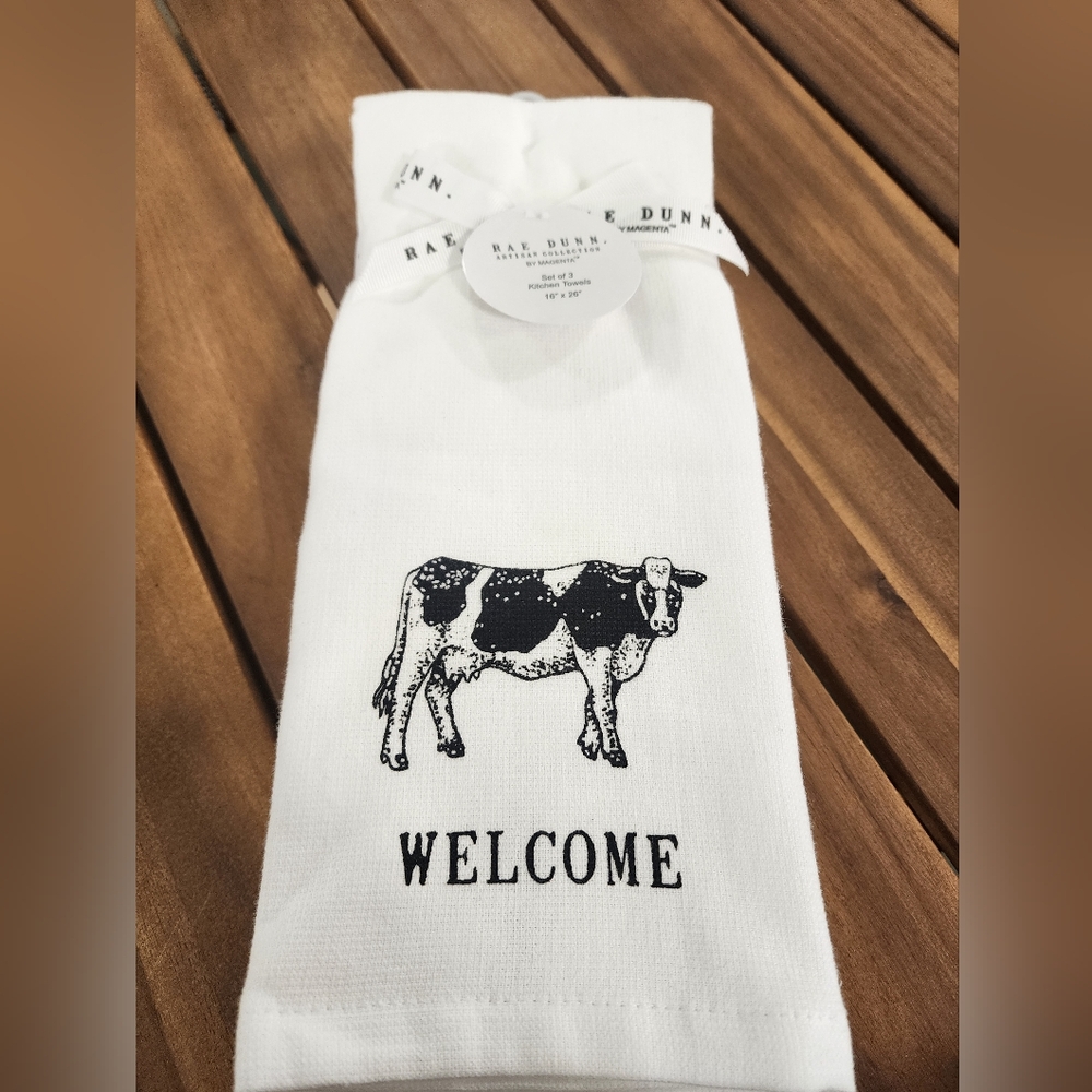 Rae Dunn WELCOME Kitchen Towels (3)
